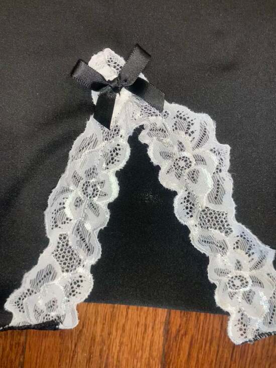 Y2K Black Lace Trim Slip Dress Mini Goth Coquette Babydoll Grunge Fairycore - Picture 3 of 7